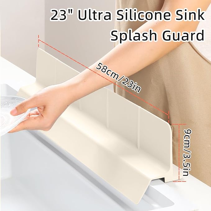 23" Ultra Silicone Sink Splash Guard Released in 2025/Dec, Self-Draining Water
