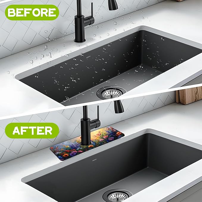 Kitchen Sink Splash Guard Faucet Mat Super Absorbent Fast Drying Mat Guard