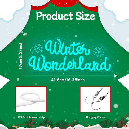 Winter Wonderland Christmas Neon Sign for Wall Decor Christmas Theme Party Decorations Dimmable Winter Wonderland Light Up Sign for Gifts
