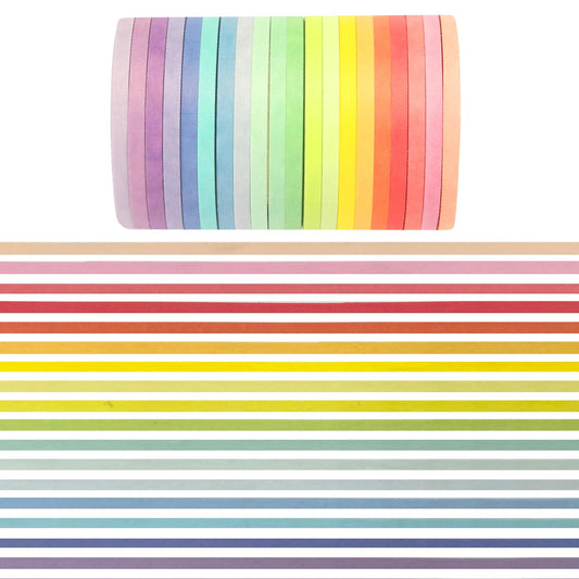 20 Rolls Washi Masking Tape Set, 3mm 110 Yards Colorful Rainbow Pastel Washi Tape Set, Skinny Thin Decorative Colored Washi Craft Tape for Bullet Journal DIY Planner Crafts Scrapbook Designs