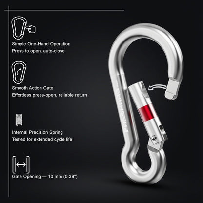 FresKaro Carabiner Clip, Heavy Duty Carabiners, Spring Snap Wire Gate Carbineers, Key and Keychain Karabiner 3inch, Strong Aluminum Caribiniers Hook, Fitness Accessories, Gourd Clips, 3Pack