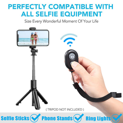 2 Pack Wireless Camera Remote Control - Wireless Remote for iPhone & Android Phones iPad iPod Tablet, Clicker for Photos & Videos, Wrist Strap Included