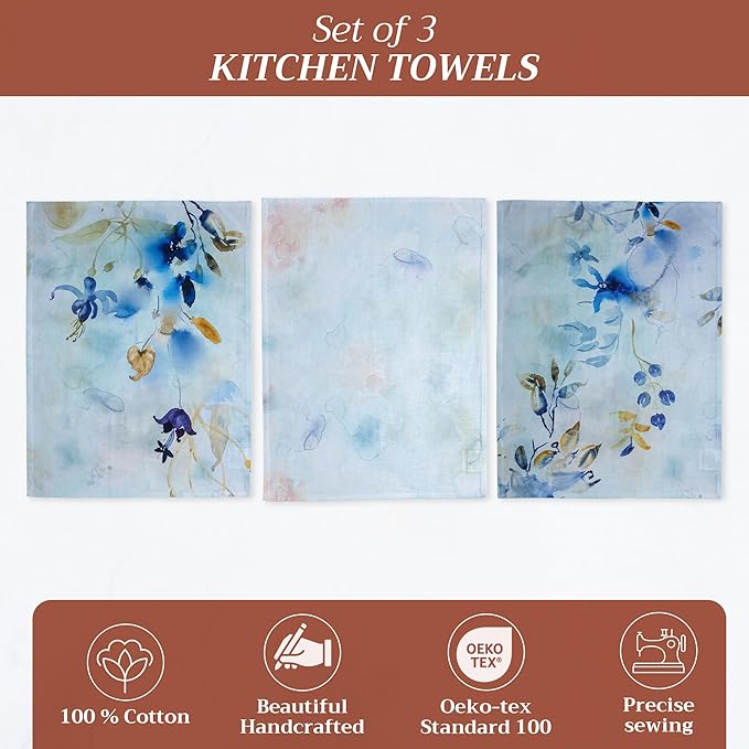 Maison d' Hermine Kitchen Towels Set of 3 100% Cotton 27.50" x 20" Reusable