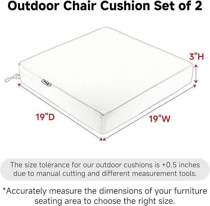 Favoyard Patio Chair Cushions 19 x 19 x 3 Inch Waterproof Outdoor Seat Cushions