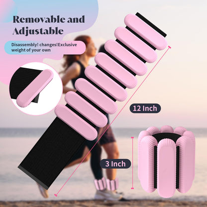 TIMOOU Ankle Weights for Women Men, Adjustable Wrist Weighted Bracelet for Home Gym Workout, Walking, Running, Travel, Pilate, Yoga, Exercise,Barre,Strength Training. Set of 2 (1Lb Each) (Pale Pink)