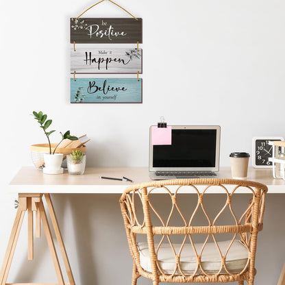 FENCORDAR 3 Pcs Office Wall Decor Inspirational Rustic Motivational Plaques With Sayings Wooden Farmhouse Positive Hangings for Home Bathroom Bedroom Kitchen(Fresh 12x4inch)