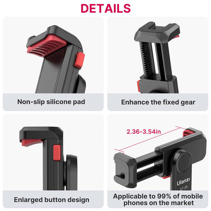Phone Tripod Mount Holder for iPhone - ULANZI ST-06S Camera Hot 2 Cold Shoe Phone Mount Compatible for iPhone Android Sony Canon DJI Ronin S/SC Zhiyun Gimbals