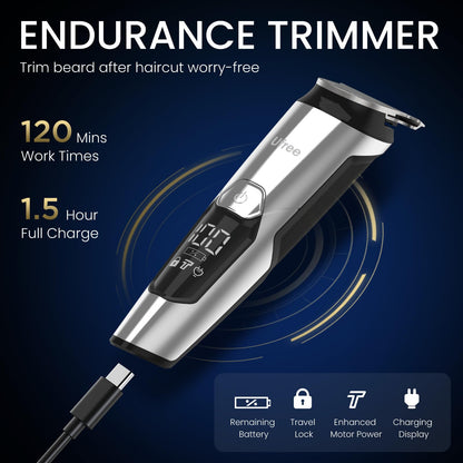 Ufree 3-in-1 Beard Trimmer Kit, Men's Electric Shaver Razor for Mustache Body Nose Facial Hair, Professional Hair Trimmer, Rechargeable Clippers, Waterproof Beard Grooming, Birthday Gifts for Men