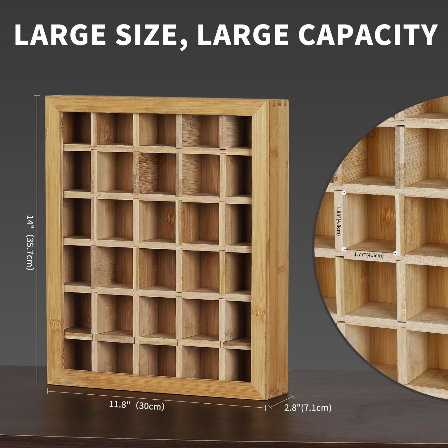 AUTOARK Adjustable Rock Display Case,Bamboo Crystal Organizer for Stones Storage,Suitable for Displaying and Storing Various,AHK-054
