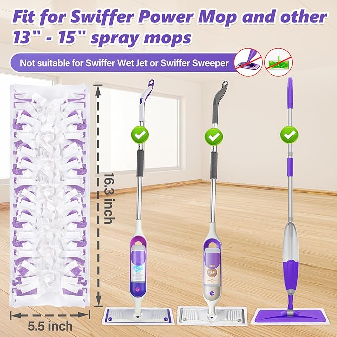 Mop Pads Refills for Swiffer Power Mop: 20 Pcs Wet Dry Disposable Pad for