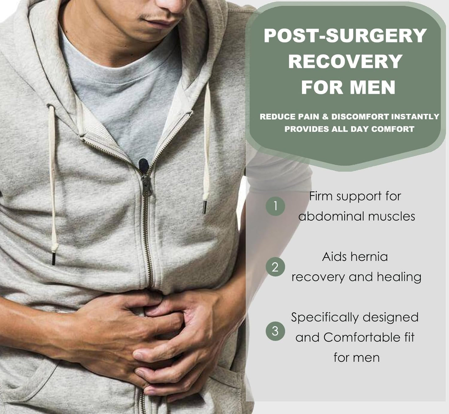 Abdominal Binder Post Surgery - Postpartum Belly Band Wrap | Post C Section Belly Binder Recovery Belt | Stomach Compression Hernia Belt For Men or Women After Pregnancy, Hysterectomy (Small/Medium)