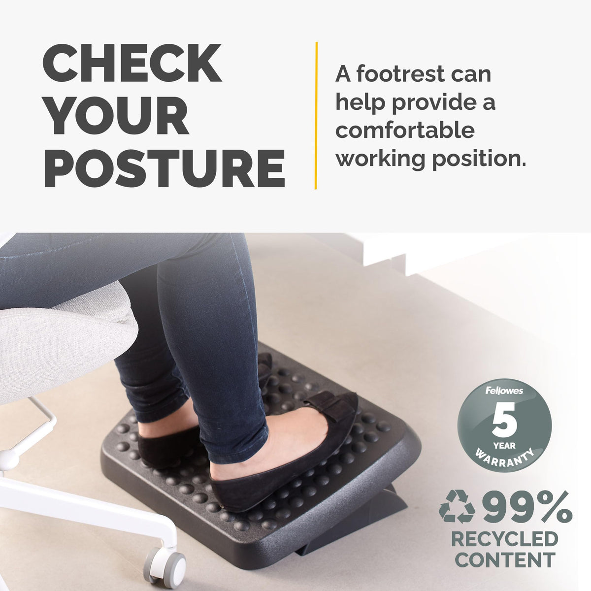Fellowes 48121 Standard Foot Rest, Graphite