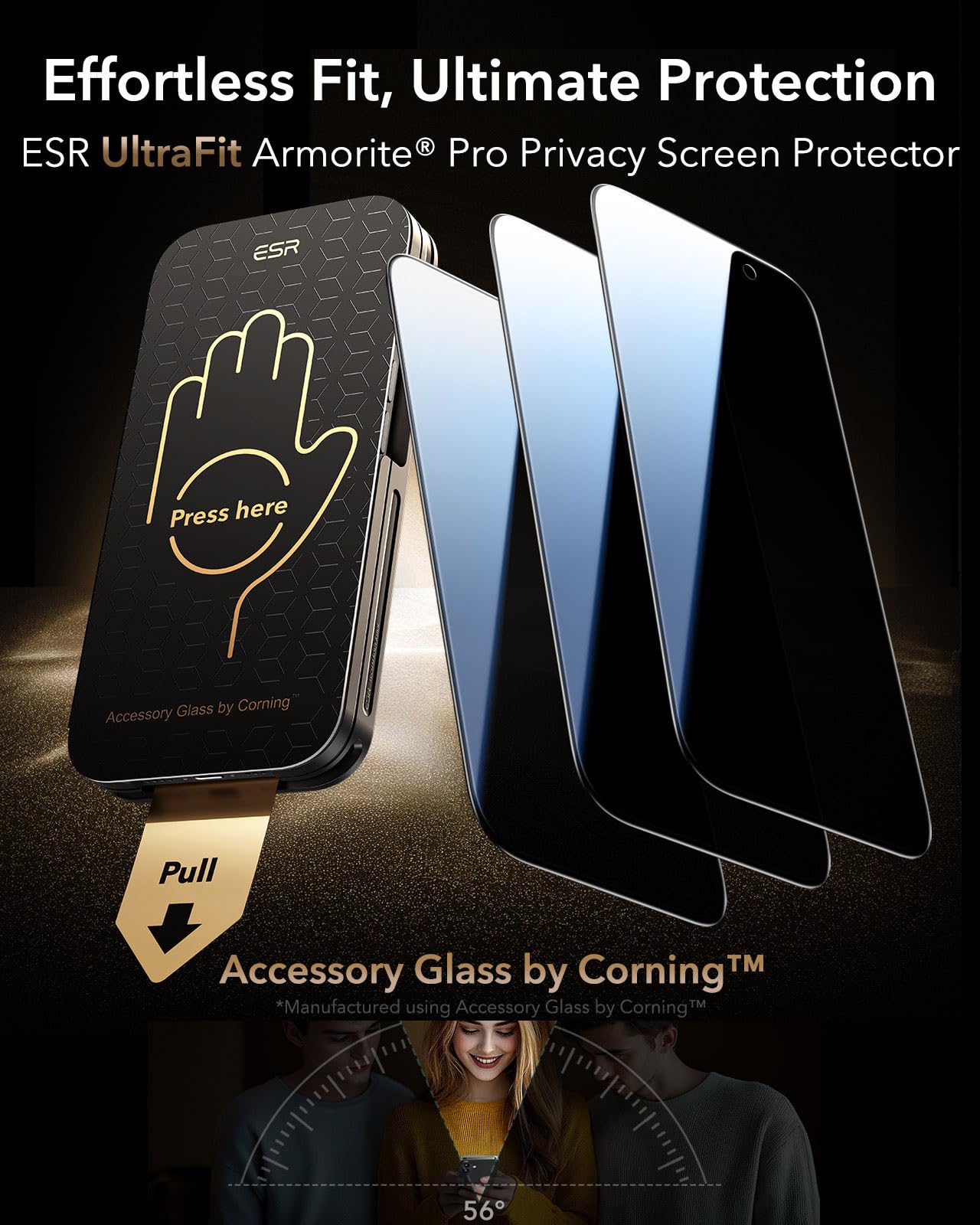 ESR Accessory Glass by Corning™ 3 Pack 9H+ Glass for iPhone 17 Pro Max Screen Protector, Military Grade Shatterproof & Durable with UltraFit Tray