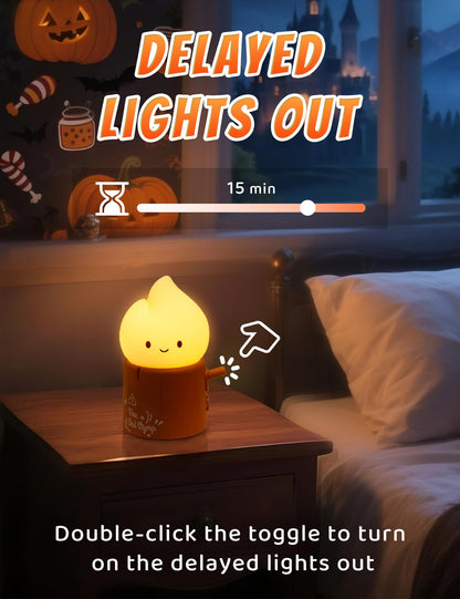 Cute Ghost Campfire Lamp, Halloween Decor,Kids Night Light，Adjustable Dimmable Rechargeable Night Light for Kids, Girls, Boys Gifts,Halloween,Christmas Decorations