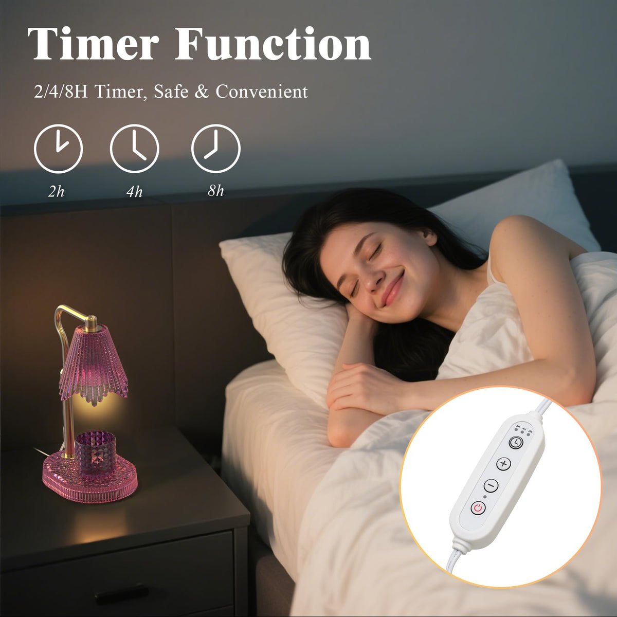 WYghyronic Candle Warmer Lamp with Timer & Dimmable 4-Level Brightness - Adjustable Height,for New Home Bedroom, Gifts for Women (Pink)