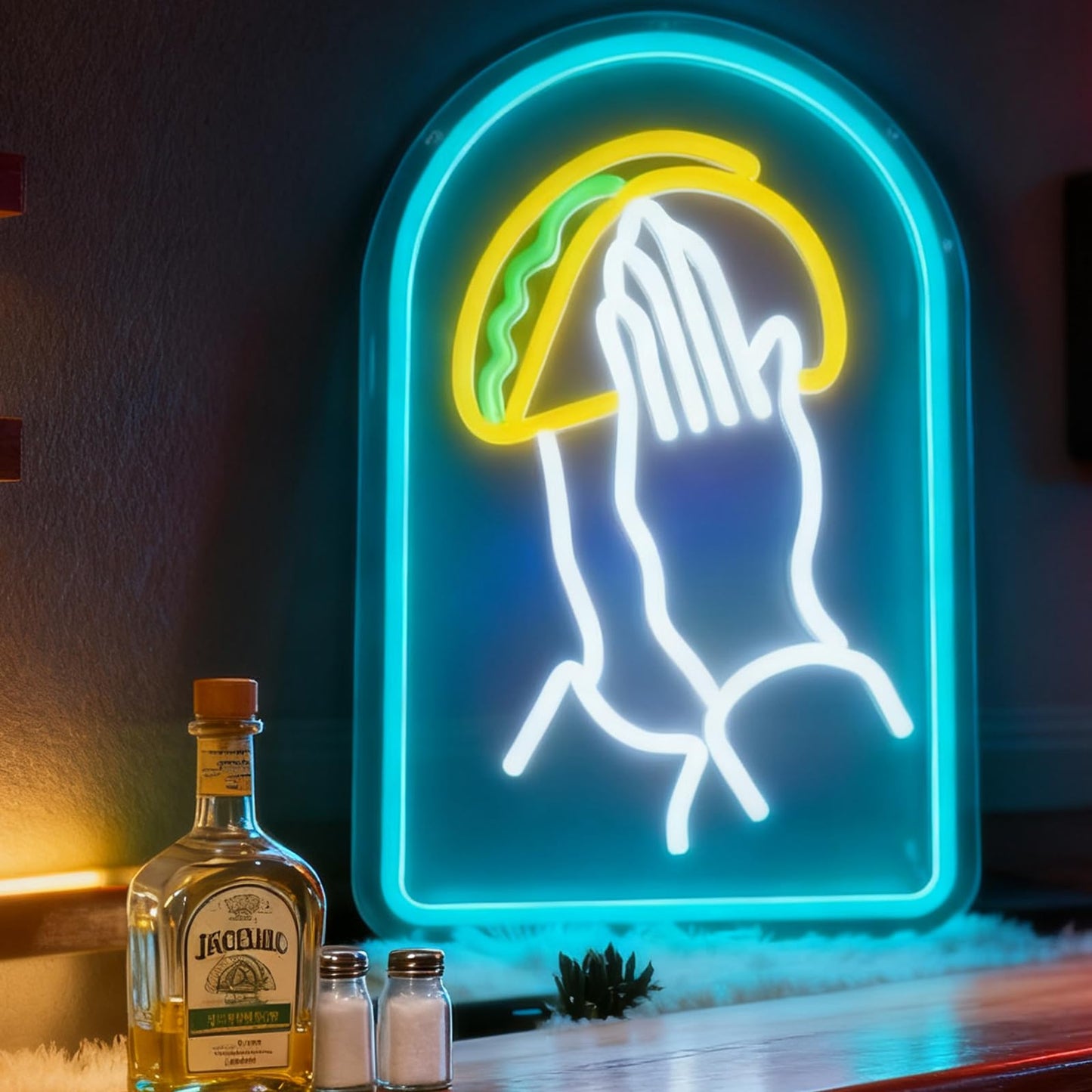 Taco LED Neon Sign, USB Powered Dimmable Decorative Neon Light for Mexican Restaurant Home Kitchen Taco Shop Food Truck Party Dining Room Wall Table Decor 15.4 x 10 In