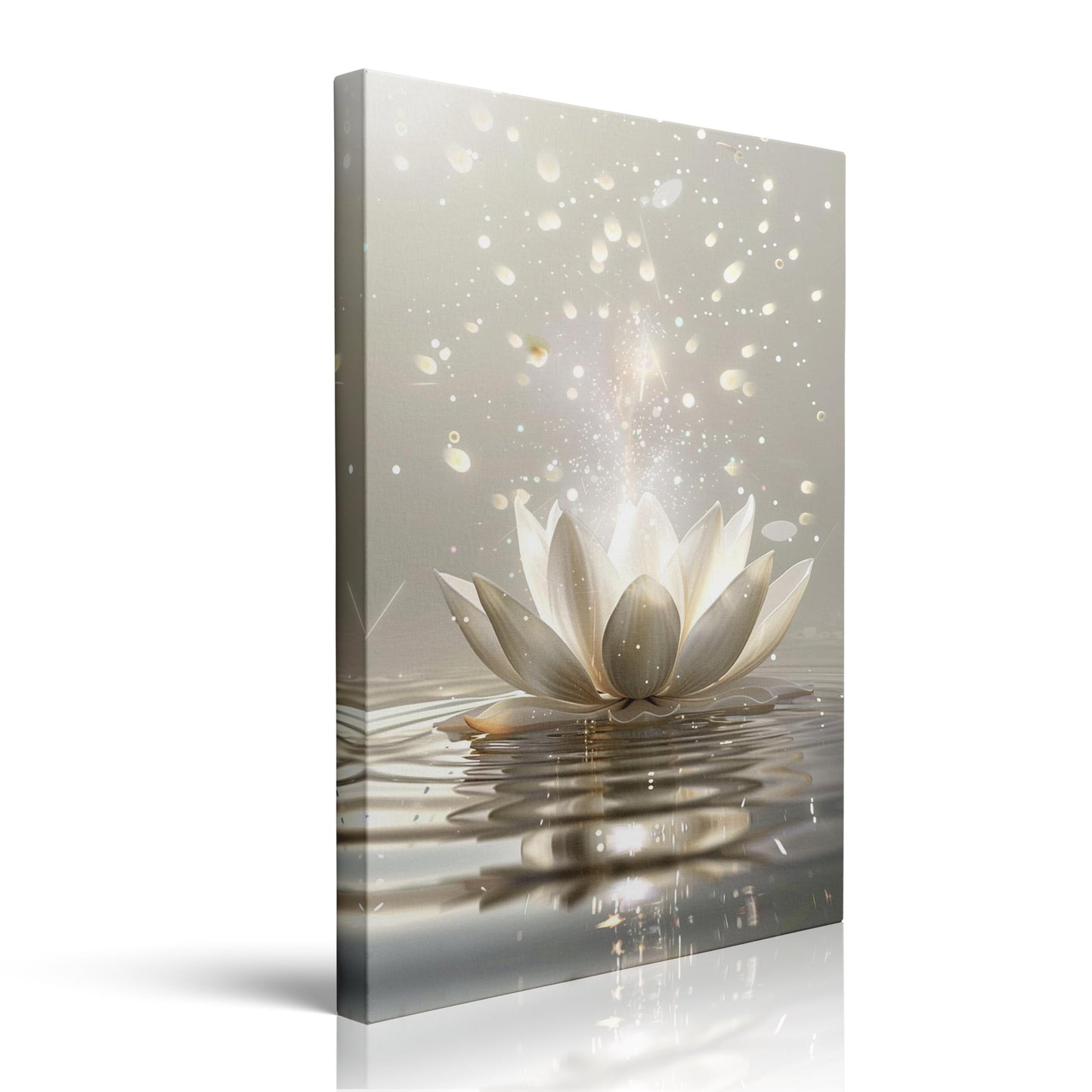 Framed Canvas Wall Art Zen Lotus Flower Spiritual Floral Painting Prints Posters Wall Decor Artwork for Spa Bathroom Bedroom Living Room Office Meditation Room Yoga Studio 12x16 Inches