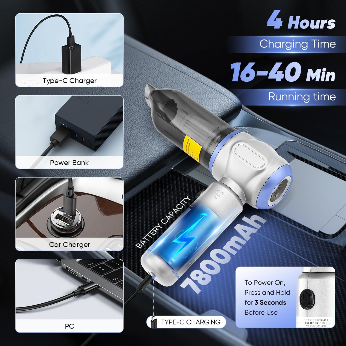 SakerPlus Telescopic Camping Lantern & SW107 Car Vacuum Portable