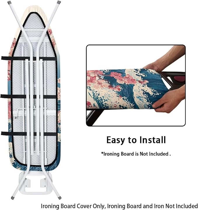 Cherry Blossom Ironing Board Cover and Pad, Stretch Standard Size 16x55 inch