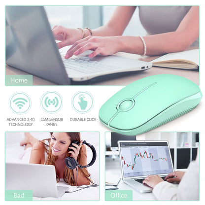 VssoPlor Wireless Mouse, 2.4G Slim Portable Computer Laptop Mouse with Nano Receiver Quiet Silent Optical Mice for Notebook, PC, Laptop, Computer-Black and Gold