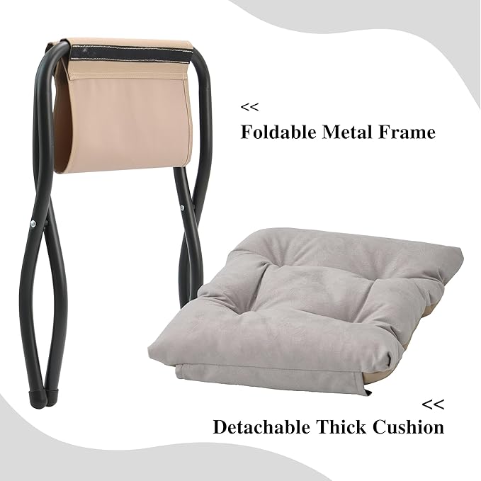 15" Folding Ottoman, Foldable Footrest Stool, Portable Small Foot Stool