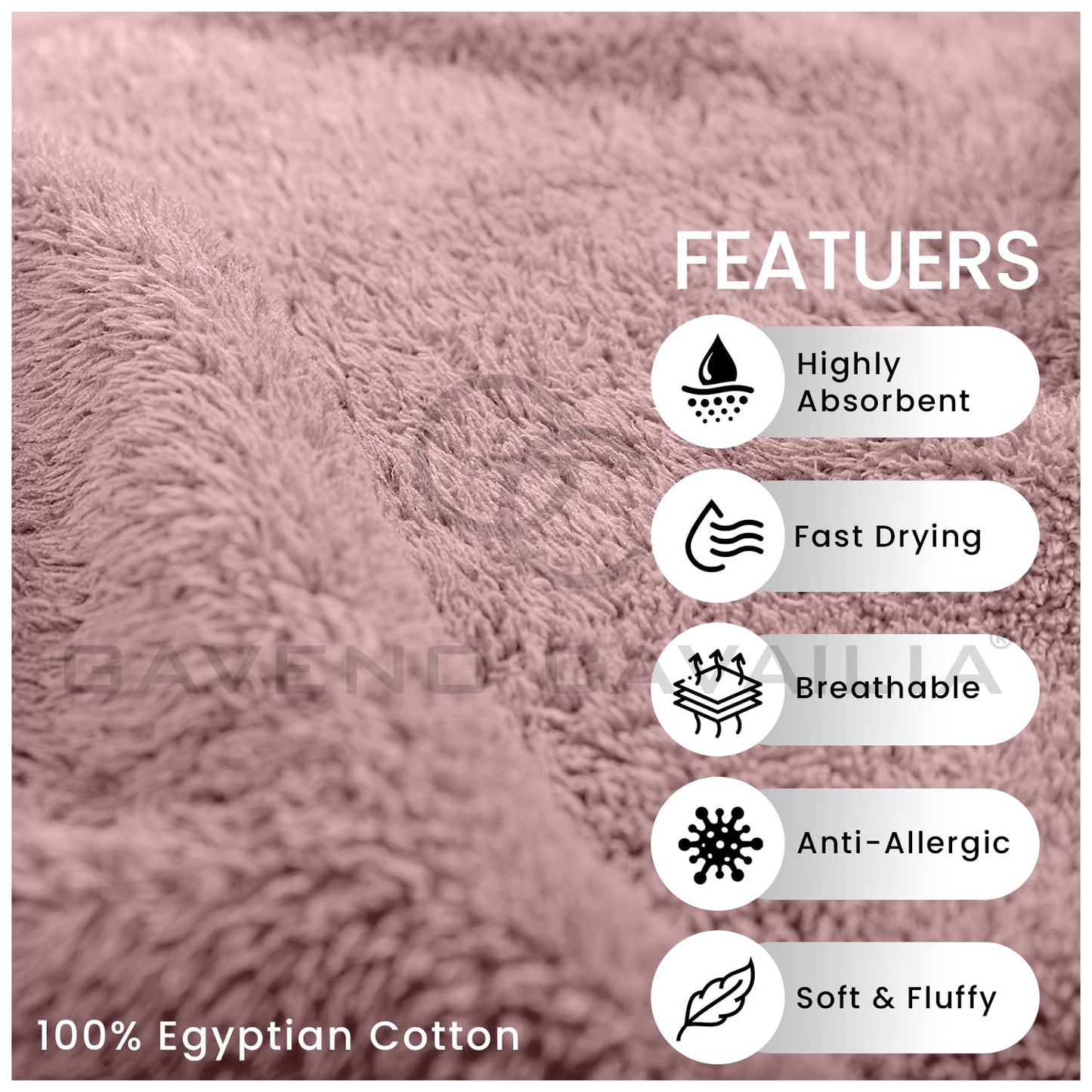 GC GAVENO CAVAILIA 8 Piece Towel Bale Set, Quick Dry Highly Absorbent Cotton Towel Sets Bathroom, Blush Pink Towels Sets 450 GSM, 4x Face Towel 2x Hand Towels 2x Bath Towels