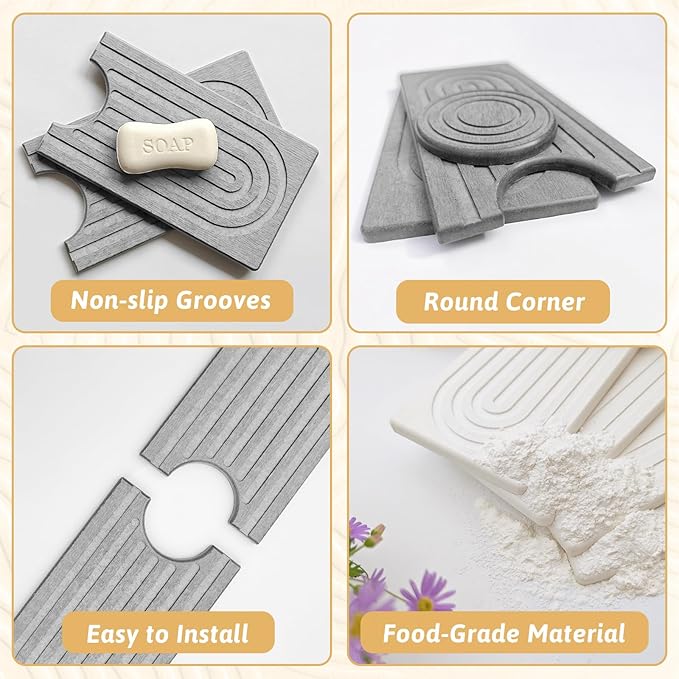 Diatomite Kitchen Sink Water Splash Guard, Modern Stylish Faucet Handle Drip