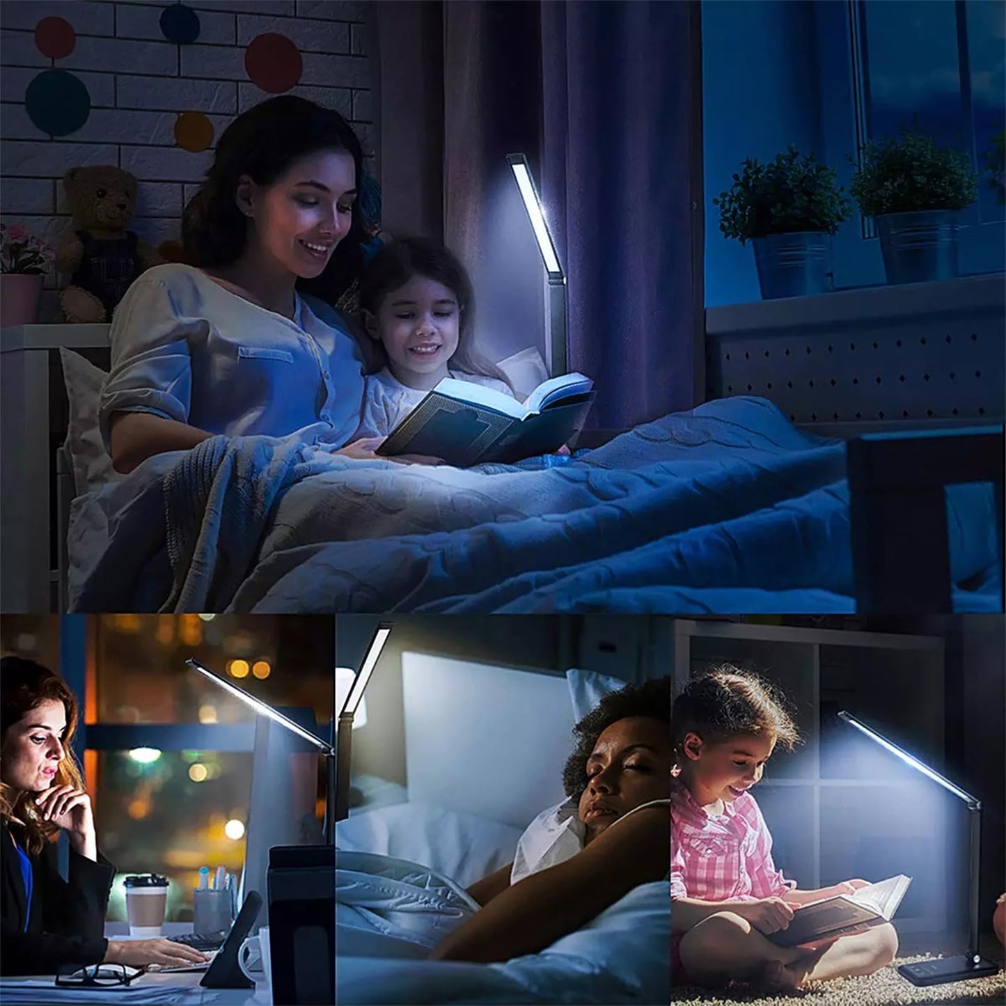 BIENSER LED Desk Lamp with Wireless Charger, USB Charging Port, Table Lamp with 10 Brightness, 5 Lighting Colors, Dimmable Eye-Caring Desk Lamps for Home Office, Touch Control, 30/60min Auto Timer