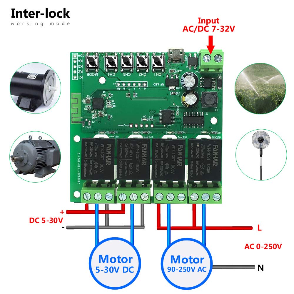 Newgoal 4-Channel WiFi Smart Switch Relay Module, TUYA/Smart Life App for Smart Home Remote Control, Momentary Time Adjustable, Compatible with Alexa/Google Assistant