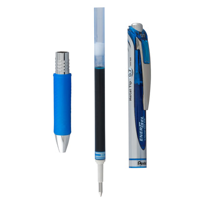 Pentel EnerGel Deluxe RTX Retractable Liquid Gel Pen, 0.7mm, Metal Tip, Blue Ink, 2 Pack (BL77BP2C)