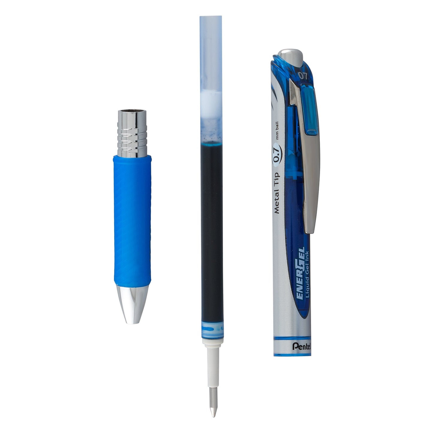 Pentel EnerGel Deluxe RTX Retractable Liquid Gel Pen, 0.7mm, Metal Tip, Blue Ink, 2 Pack (BL77BP2C)