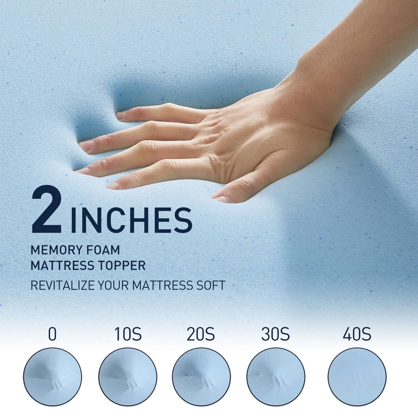 2 Inch Cooling Gel Memory Foam Mattress Topper King - Cooling Ice Silk Removable & Washable Cover, Mattress Topper for Back Pain Relief, Adjustable Strap & Non-Slip, CertiPUR-US Certified