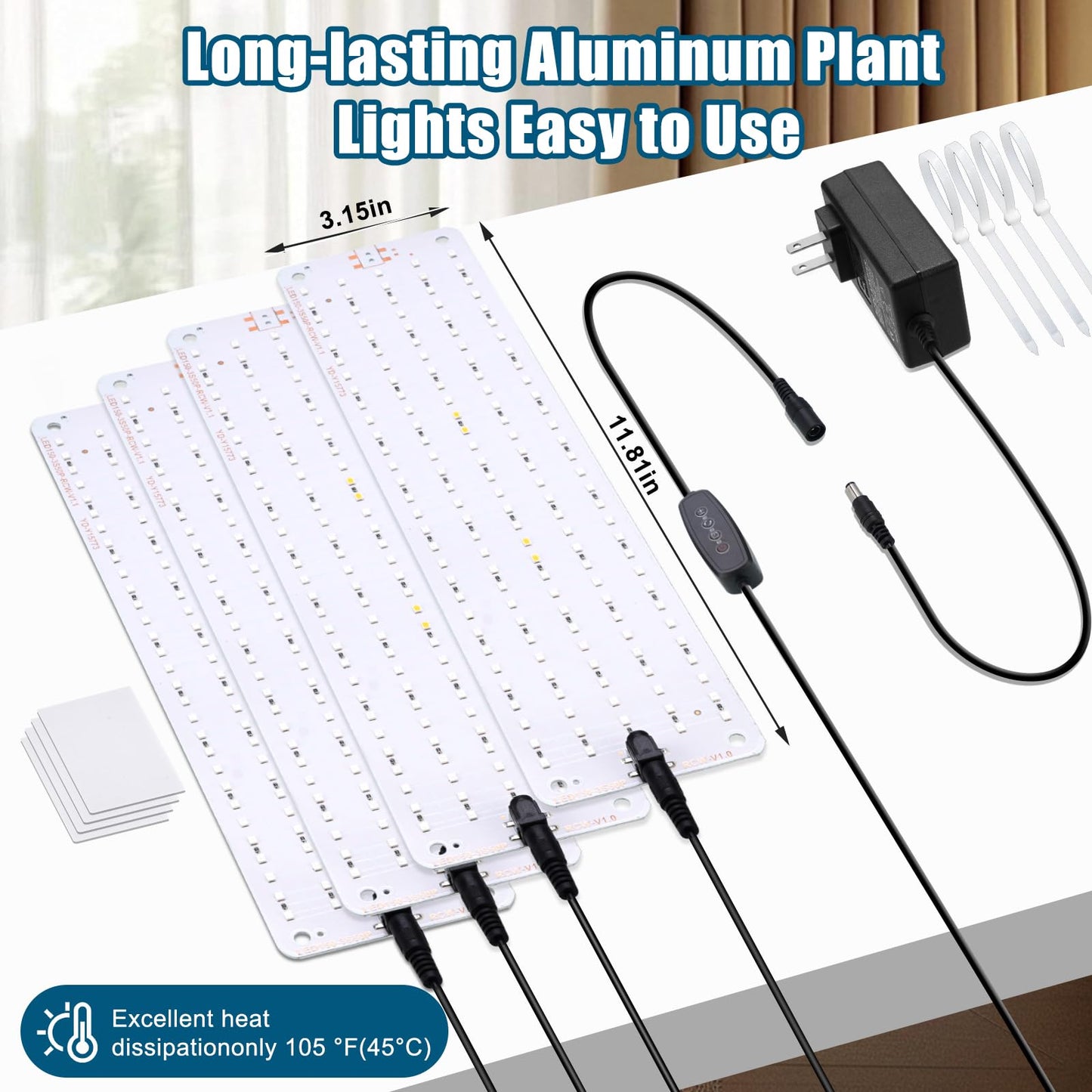 Grow Lights for Indoor Plants Full Spectrum,Plant Lights with Auto Timer 3/9/12H Grow Light for Under Cabinet Plant, 10 Dimmable Levels, Grow Lamp Panel Grow Lights for Seed Starting(4P)