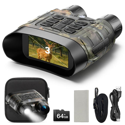 Night Vision Goggles, Full-Color 4K HD Infrared Goggles Night Vision Binoculars for Hunting with 64GB TF Card - Digital Electronics Gift - Perfect for Wildlife Observation, Security Surveillance