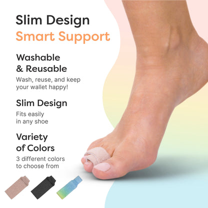 ZenToes Hammer Toe Corrector for Women & Men - Reusable Fabric Buddy Wraps for Broken Toes - Cushioned Toe Splint for Protection & Recovery & Hammertoe Straightener - 4 Count (OSFM, Beige)
