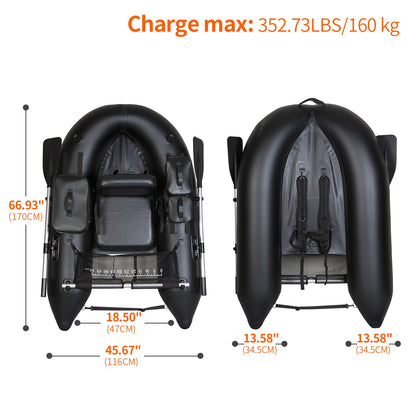 Xprotdoor Inflatable Fishing Float Tube with 3 Detachable Side Bags and Adjustable Backpack Straps - Fish Ruler, Pump, Oar Included - 352.73LBS Load Capacity - Ideal for Fishing in Rivers and Lakes