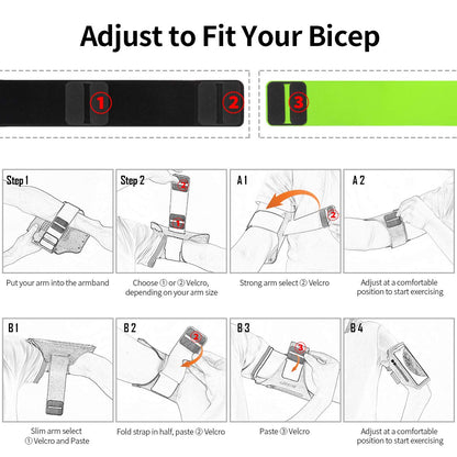 Running Armband with Earphone Bag Cell Phone Armband for iPhone 17 16 15 Pro 14 Plus 13 11 XR, Galaxy S24/S10 Water Resistant Sports Phone Holder Case & Zipper Slot Car Key Holder for 6.7 inch Phone