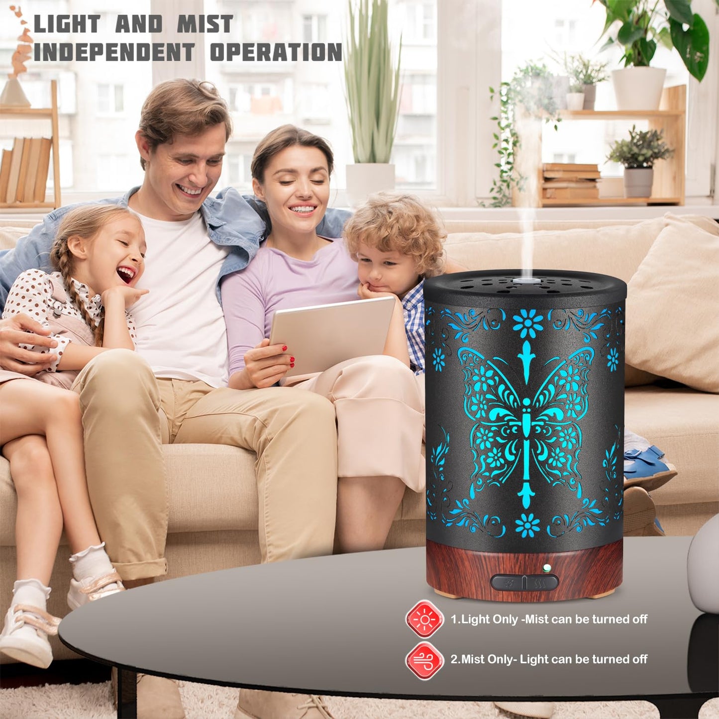 Essential Oils Diffuser,Aromatherapy Diffuser,Birthday for Women Mom Grandma,Metal Cool Mist Humidifier with 7 Colors Lights Waterless Auto Off Air Diffusers (Dragonfly)