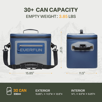 EVERFUN Soft Cooler 30 Can, Portable 24qt Insulated Small Cooling Lunch Box for Men and Women, Leakproof Ice Chest Bag for Travel, Beach, Camping, Boating, Fishing, Tailgating, Work and Picnic
