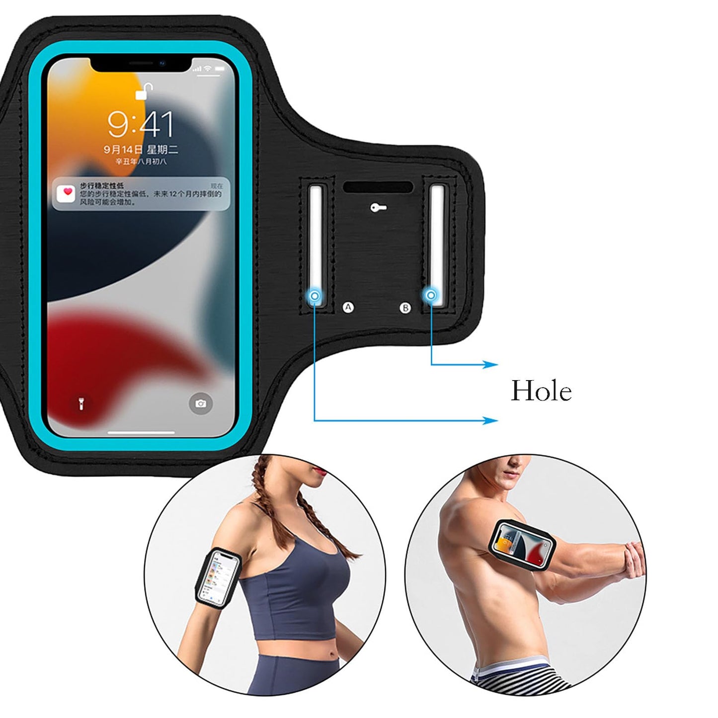 Waterproof Cell Phone Armband, 6.8 Inch x 3.2 Inch Enlarge Phone Bag Phone for Running, Footing, Sports and Mountaineering (Blue)