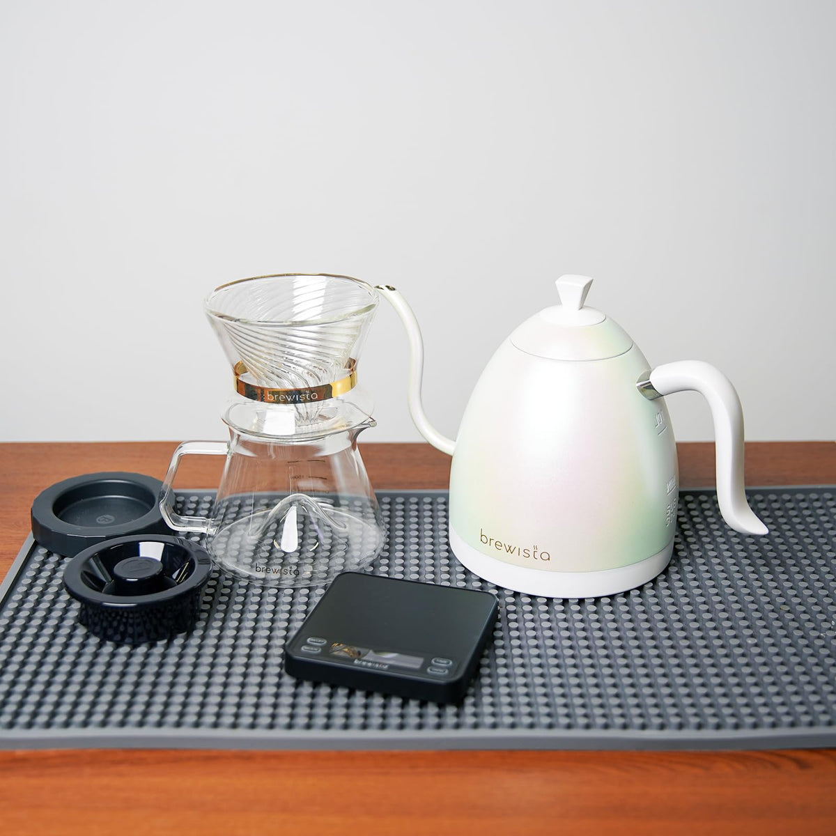Brewista Artisan Electric Gooseneck Kettle, Water Boiler with LCD Panel, Precise Temperature Control, Fast Boiling and Keep Warm Settings for Pour-Over Coffee & Tea, Café, 1 Liter (White Iridescent)