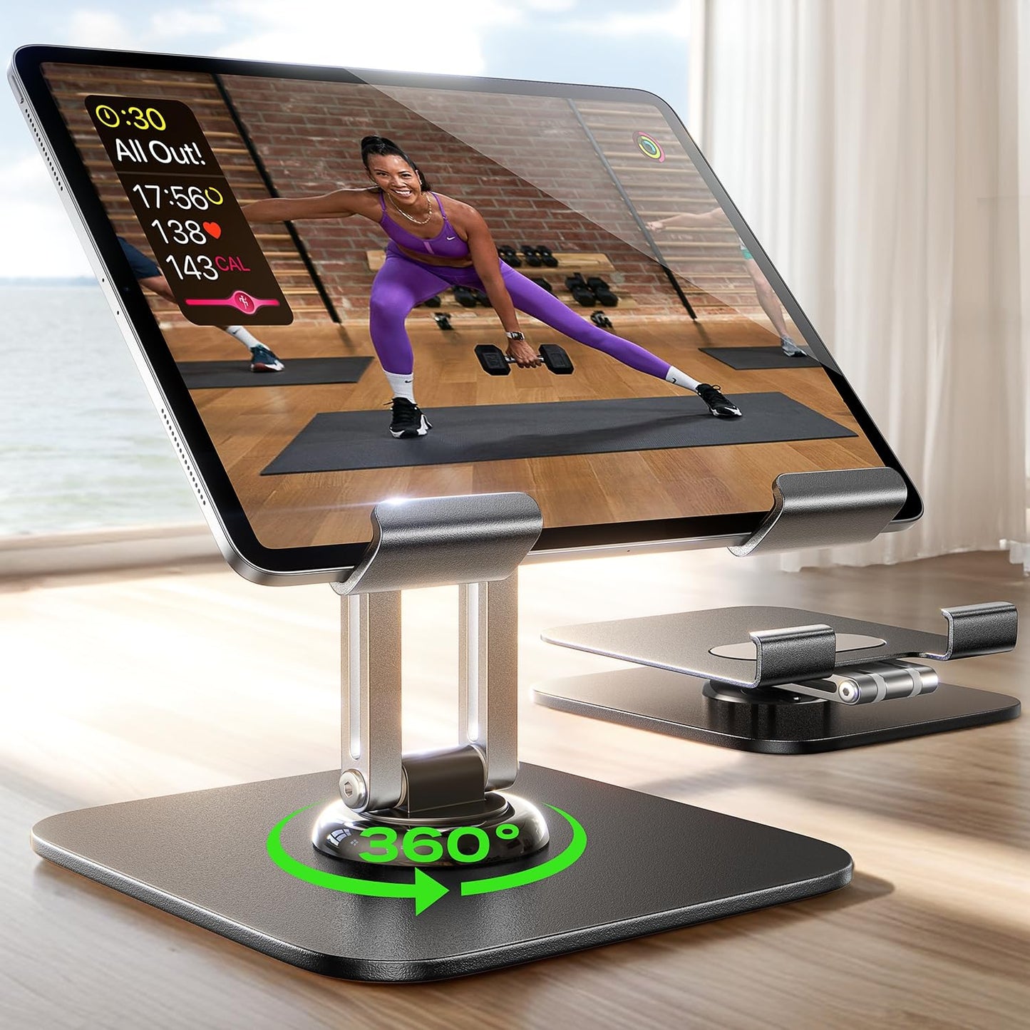 LISEN for iPad Stand Holder Adjustable Tablet Stand for Desk, 2025 for iPad Accessories for Computer Accessories Holder for Desk Kindle Table Mount/Monitor/PS/Switch iPhone 12.9"-4.7" (Sliver)