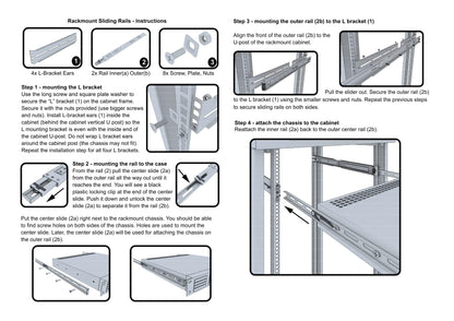 Rackmount Sliding Rails - Kit for 1U-4U Chassis (Adjustable 18" to 25" Depth) 2 or 4 Post Mount Sliders for Server Case (Compatible with Any Standard Rack, Cabinet, Computer Enclosure) Tupavco TP1811