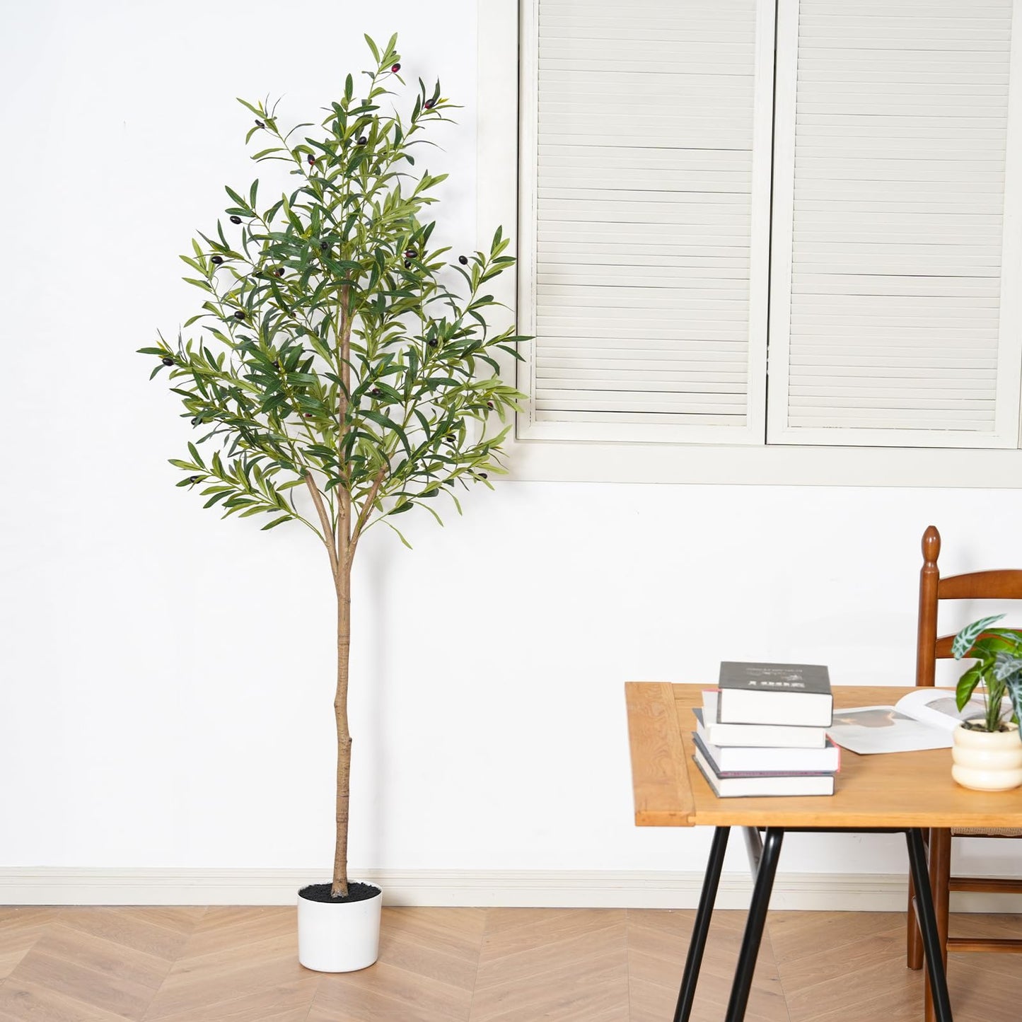 Sillaff Olive Tree 6FT Fake Tree Faux Plants Indoor with Pot Artificial Tree Nearly Natural Olive Branches and Fruits for Living Room Home Office Decorations
