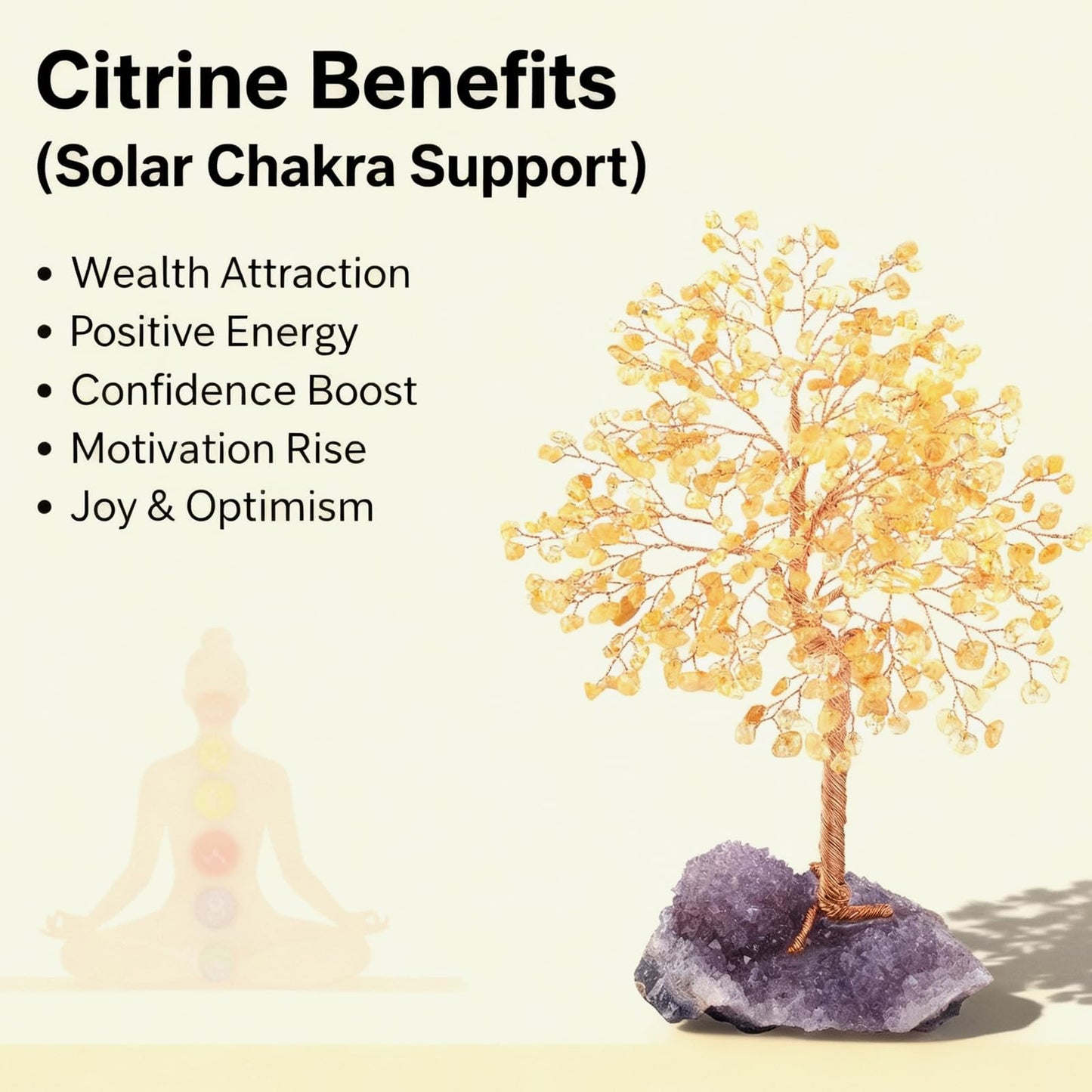 MASGEMES Gemstone Crystal Tree of Life,Natural Citrine(406 Stones Count) with Amethyst Cluster Base,Chakra Healing Crystals Positive Energy Fengshui Bonsai Money Tree Gift 8.5"-9"