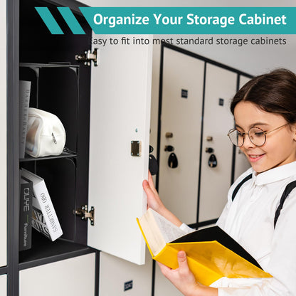 AUECOOME Locker Organizer Shelf Stackable Extra Locker Shelf for School Locker Organizer Storage Cabinet Accessories Suitable for School, Office, and Home use (1, Black)