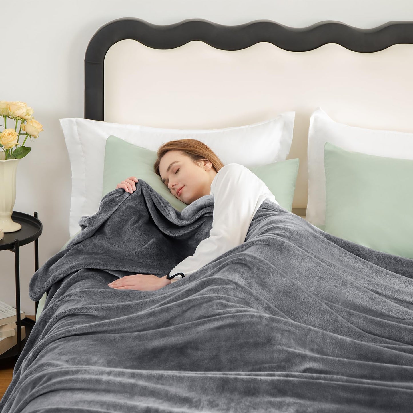 WAVVE Fleece Blanket Sofa Throw Grey 4ft x 5ft - Fluffy Soft Warm Versatile Blanket for Sofa/Couch/Bed Throw/Single Size Gray,130x150 cm