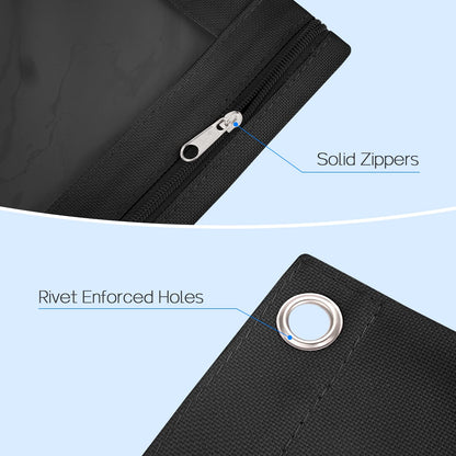 Sooez Pencil Pouch for 3 Ring Binder, 2 Pack Binder Pencil Pouch with Clear Window Pencil Bags with Zipper & Reinforced Grommets, Pencil Case for Binder Black & Black