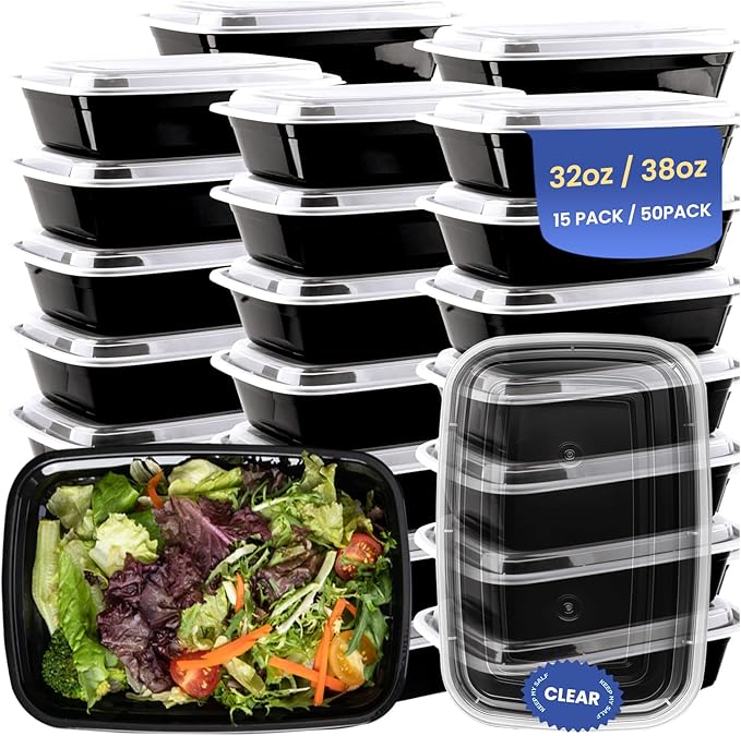 38oz Meal Prep Containers 15 Pack, BPA Free Food Storage Containers