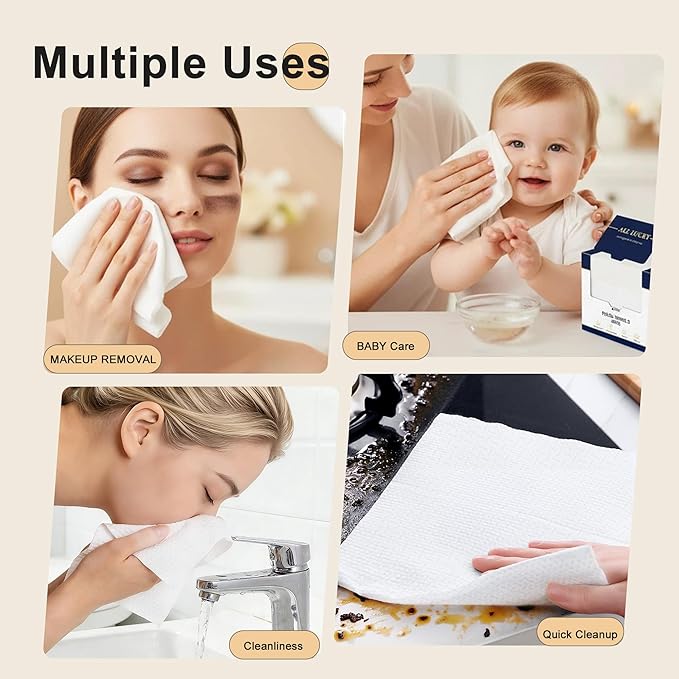 Face Towels, XL Facial Dry Towels 10x12 Inch, Biodegradable Disposable Face